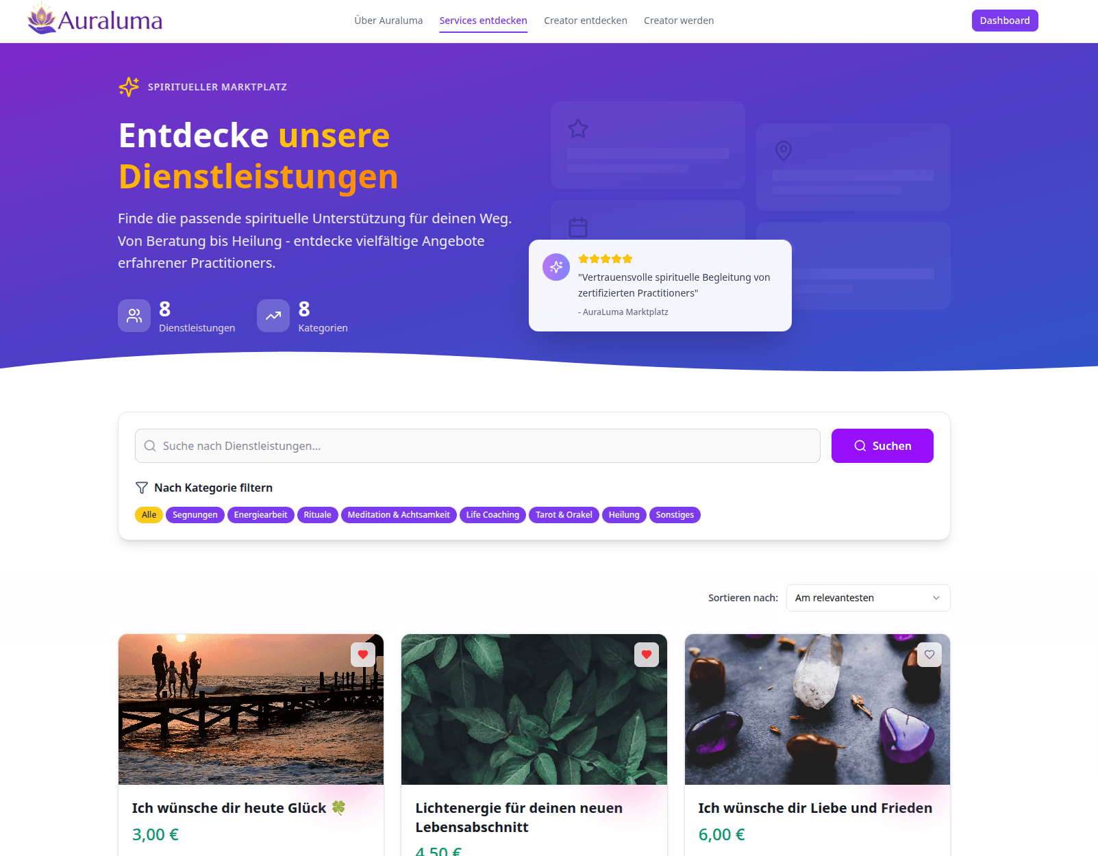 Auraluma Shop - Entdecke spirituelle Services